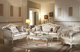 Chantelle Rose Gold PU/Fabric & Pearl White Sofa Model 53540 By ACME Furniture